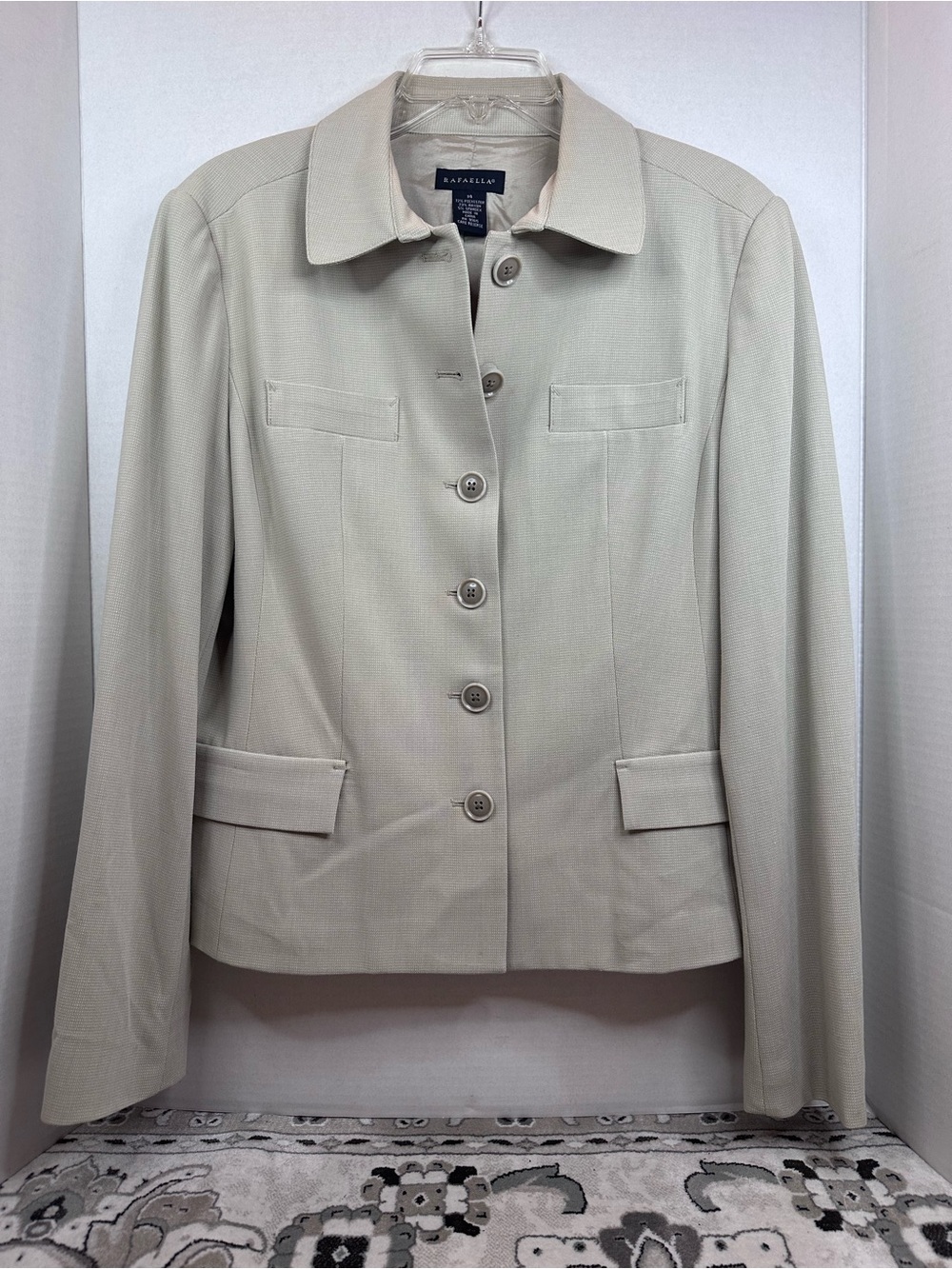 Rafaella Light Cream Button-Front Tailored Blazer, size 14 - Picture 1 of 7